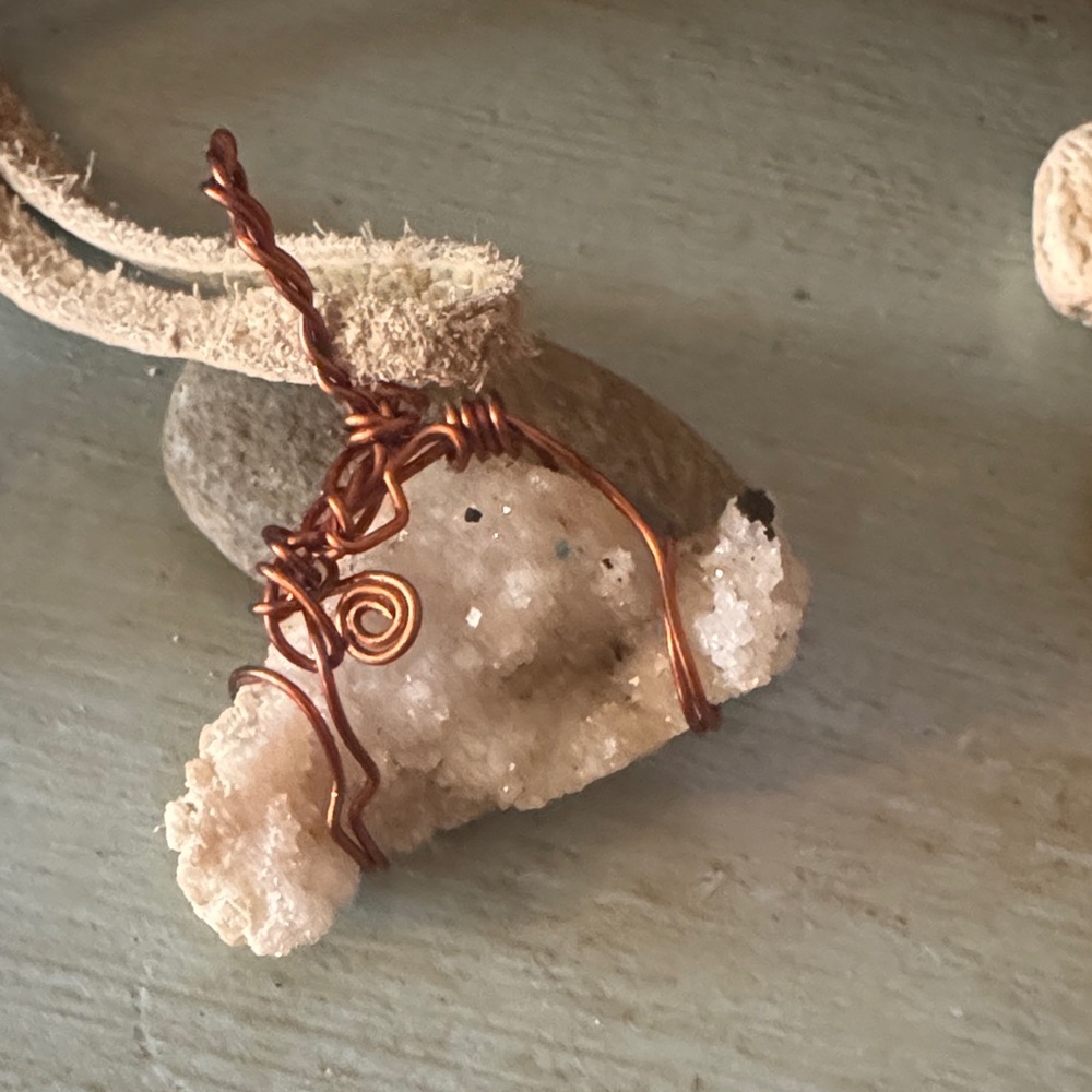 Handcrafted Copper Wire Wrapped Crystal Pendant